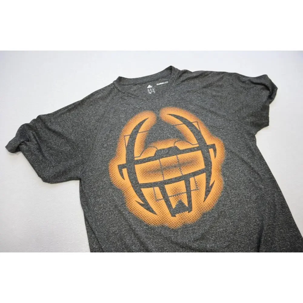 Adidas Gym Shirt ClimaLite Football‎ Gray Short Sleeve Athletic Mens Size Medium